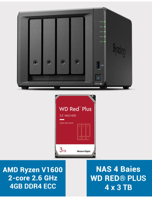Synology DS923+ 4GB Serveur NAS WD RED PLUS 12To (4x3To)