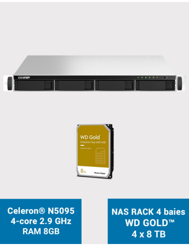 QNAP TS-464U 8GB Serveur NAS Rack 1U 4 baies WD GOLD 32To (4x8To)