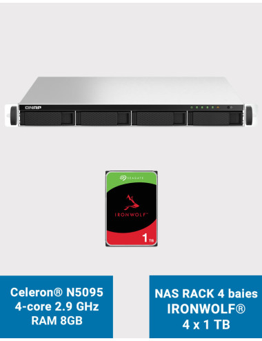 QNAP TS-464U 8GB 1U Rack 4-Bay NAS Server IRONWOLF 4TB (4x1TB)