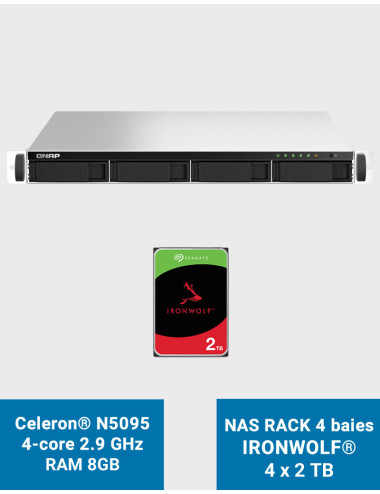QNAP TS-464U 8GB Servidor NAS rack 1U 4 bahías IRONWOLF 8TB (4x2TB)