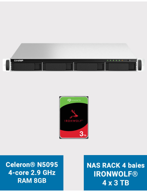 QNAP TS-464U 8GB 1U Rack 4-Bay NAS Server IRONWOLF 12TB (4x3TB)
