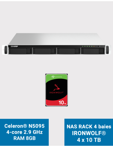 QNAP TS-464U 8GB 1U Rack 4-Bay NAS Server IRONWOLF 40TB (4x10TB)