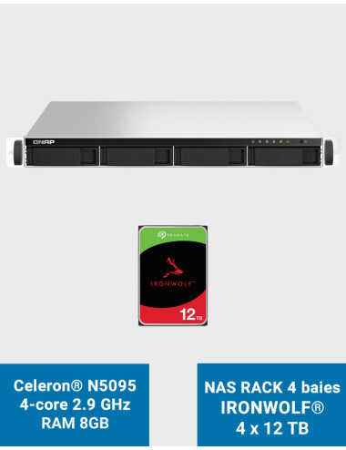 QNAP TS-464U 8GB 1U Rack 4-Bay NAS Server IRONWOLF 48TB (4x12TB)