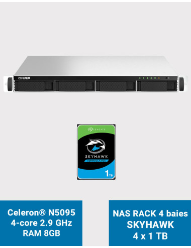 QNAP TS-464U 8GB Serveur NAS Rack 1U 4 baies SKYHAWK 4To (4x1To)
