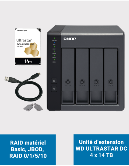 Qnap TR-004 Unidad de expansión de 4 bahías WD Ultrastar DC 56TB (4x14TB)