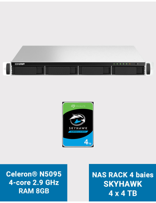 QNAP TS-464U 8GB Serveur NAS Rack 1U 4 baies SKYHAWK 16To (4x4To)