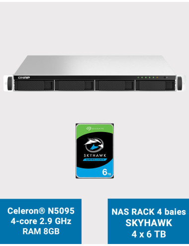 QNAP TS-464U 8GB Servidor NAS rack 1U 4 bahías SKYHAWK 24TB (4x6TB)