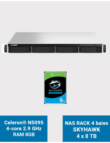 QNAP TS-464U 8GB Servidor NAS rack 1U 4 bahías SKYHAWK 32TB (4x8TB)