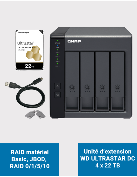 Qnap TR-004 Unidad de expansión de 4 bahías WD Ultrastar DC 88TB (4x22TB)