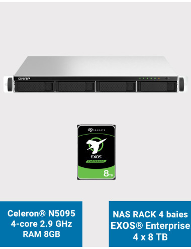 QNAP TS-464U 8GB Servidor NAS rack 1U 4 bahías EXOS Enterprise 32TB (4x8TB)