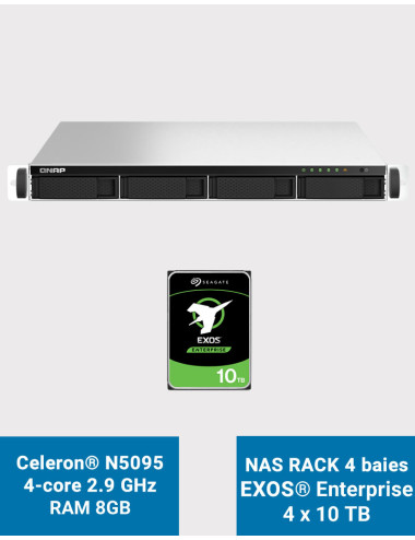 QNAP TS-464U 8GB Serveur NAS Rack 1U 4 baies EXOS Enterprise 40To (4x10To)