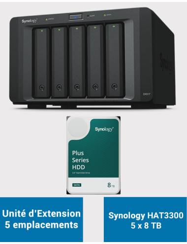 Synology DX517 Unité d'extension HAT3300 40To (5x8To)