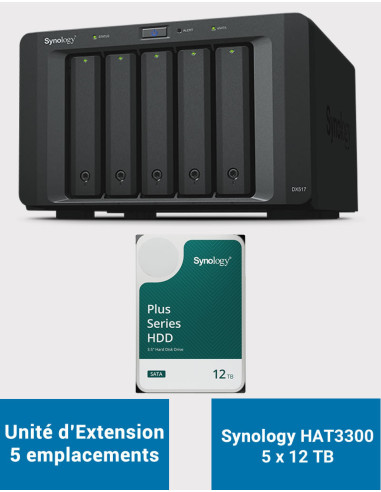 Synology DX517 Unité d'extension HAT3300 60To (5x12To)