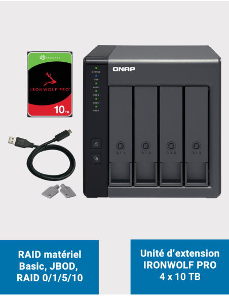 Qnap TR-004 Unité d'extension 4 baies Seagate Ironwolf Pro 40To (4x10To)