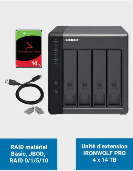 Qnap TR-004 Unidad de expansión de 4 bahías Seagate Ironwolf Pro 56TB (4x14TB)