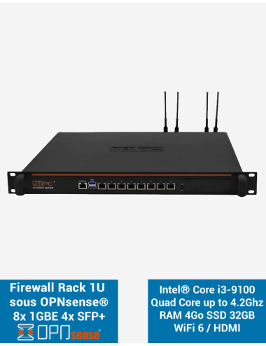 Firewall OPNsense NSHO-i3 8x LAN GbE 4x SFP+ RAM 4GB SSD 32GB