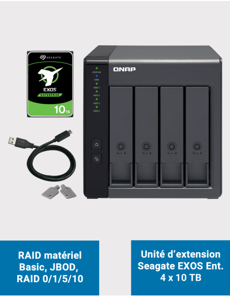 Qnap TR-004 4 Bay Expansion Unit Seagate EXOS Enterprise 40TB (4x10TB)