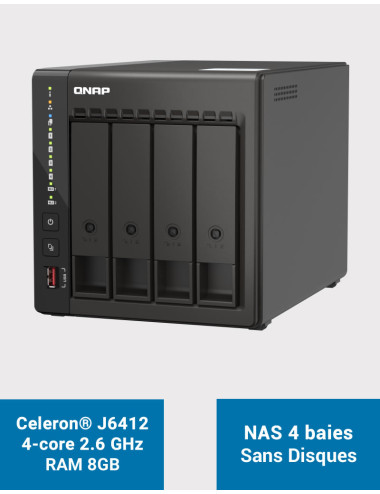 QNAP TS-453E 8GB Serveur NAS 4 baies (Sans disques)