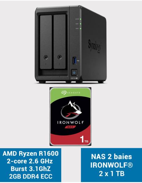 Synology DS723+ Servidor NAS IRONWOLF 2TB (2x1TB)