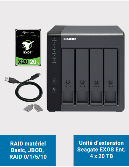 Qnap TR-004 Unidad de expansión de 4 bahías Seagate EXOS Enterprise 80TB (4x20TB)