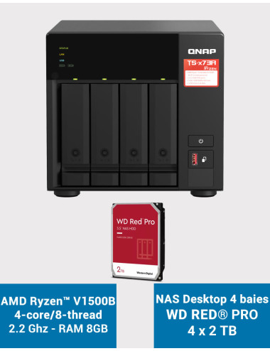 QNAP TS-473A 8GB NAS Server 4 bays WD RED PLUS 8TB (4x2TB)