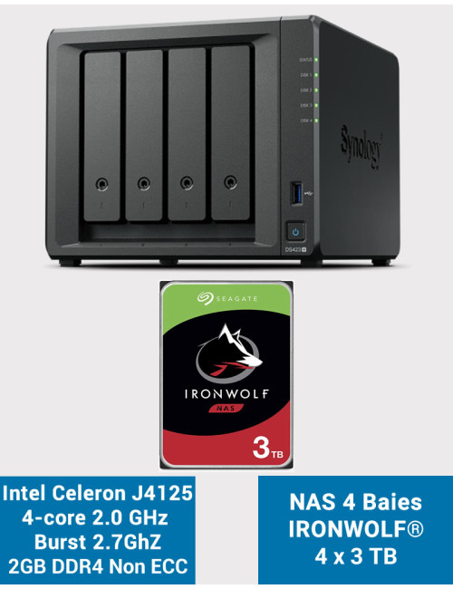Synology DS423+ 2GB NAS Server IRONWOLF 12TB (4x3TB)