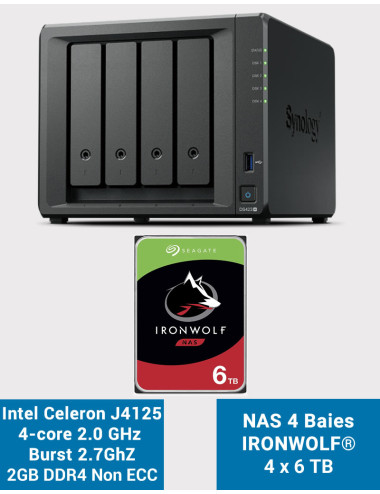 Synology DS423+ 2GB NAS Server IRONWOLF 24TB (4x6TB)