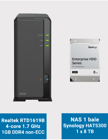 Synology DiskStation DS124 Servidor NAS HAT5300 8TB (1x8TB)