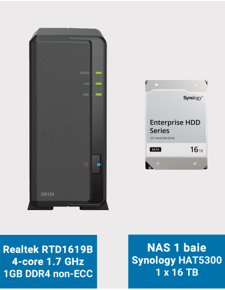 Synology DiskStation DS124 Serveur NAS HAT5300 16To (1x16To)