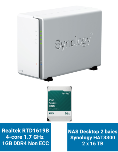 Synology DS220J Serveur NAS IRONWOLF PRO 4To (2x2To) Synology DS220J Serveur NAS IRONWOLF PRO 4To (2x2To)