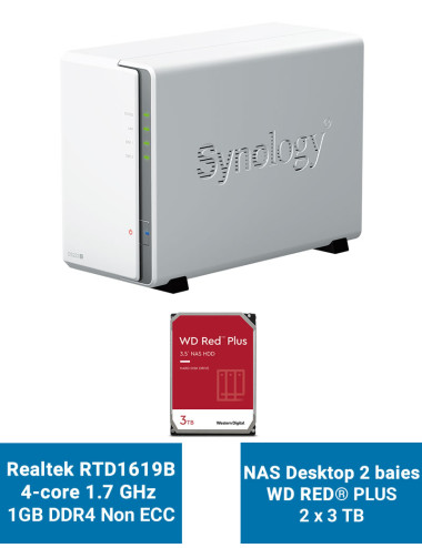 Synology DiskStation DS223J Serveur NAS WD RED PLUS 6To (2x3To)