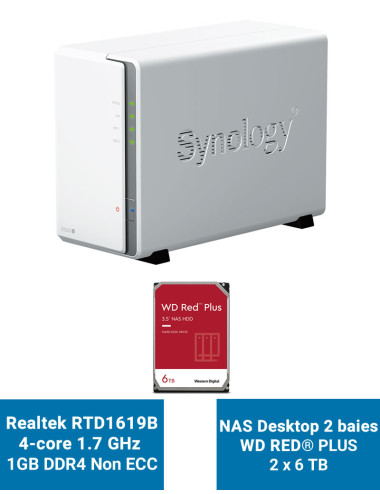 Synology DiskStation DS223J Servidor NAS WD RED PLUS 12TB (2x6TB)