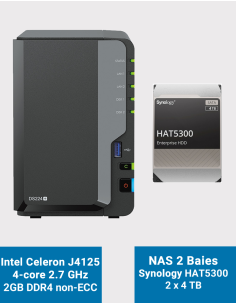 Synology DiskStation DS224+ 2Go Serveur NAS HAT5300 8To (2x4To)