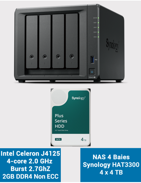 Synology DS423+ 2GB NAS Server HAT3300 16TB (4x4TB)