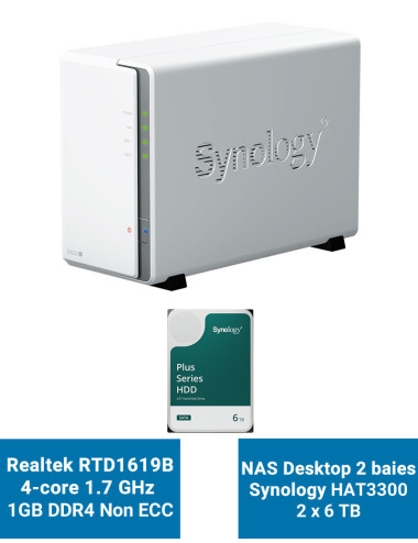Synology DiskStation DS223J NAS Server HAT3300 12TB (2x6TB)