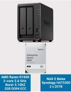 Synology DS723+ Serveur NAS HAT5300 40To (2x20To)