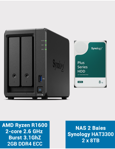 Synology DiskStation DS223J Serveur NAS WD RED PLUS 16To (2x8To)