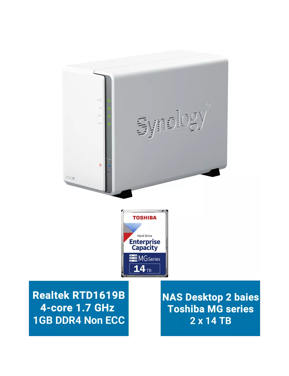 Synology DS723+ Serveur NAS WD RED PLUS 20To (2x10To)