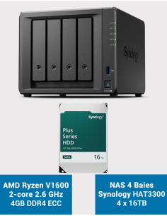 Synology DS923+ 4GB Serveur NAS HAT3300 64To (4x16To)