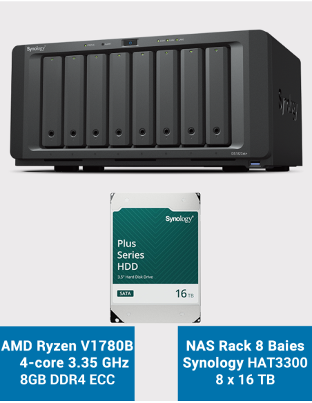 Synology DS1823xs+ Serveur NAS HAT3300 128To (8X16To)