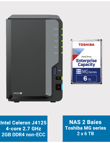 Synology DiskStation DS224+ 2GB NAS Server Toshiba MG series 12TB (2x6TB)