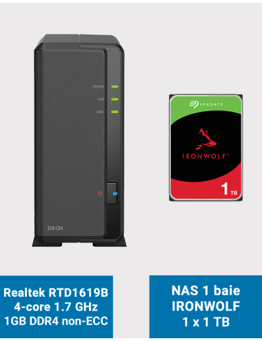 Synology DiskStation DS124 NAS Server IRONWOLF 1TB (1x1TB)