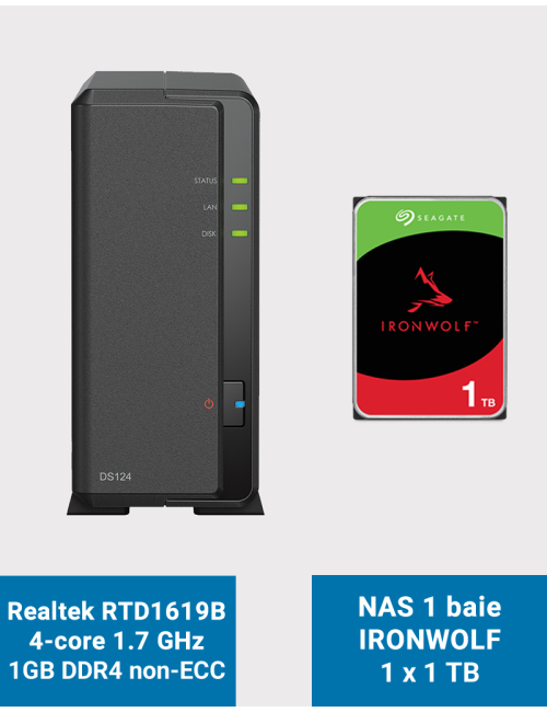 Synology DiskStation DS124 Serveur NAS IRONWOLF 1To (1x1To)