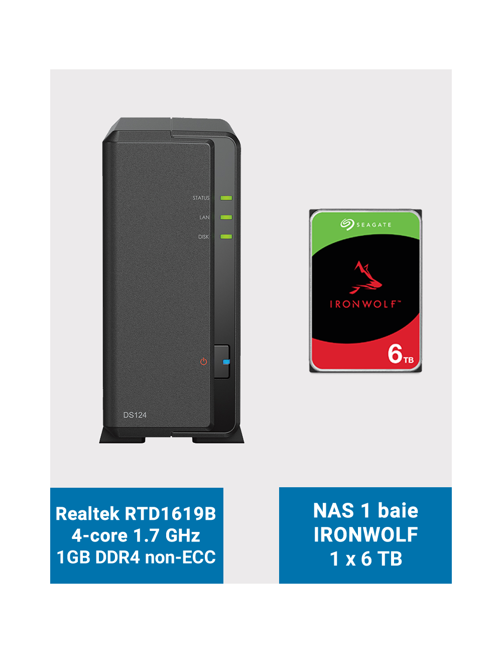 Synology DiskStation DS124 Serveur NAS IRONWOLF 6To (1x6To)