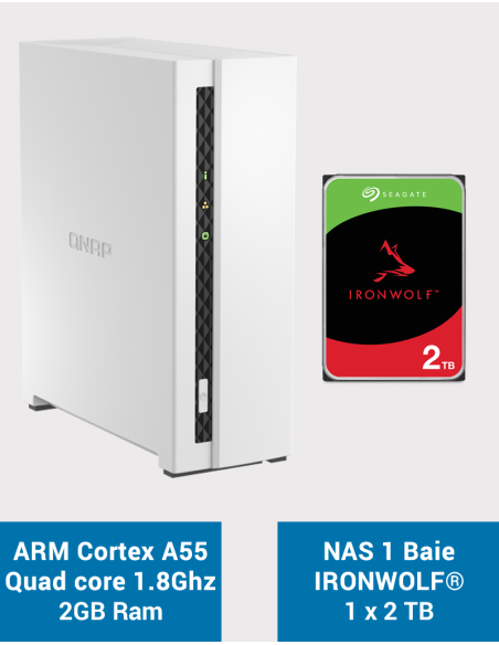 Qnap TS-133 Serveur NAS Seagate IronWolf 2To (1x2To)