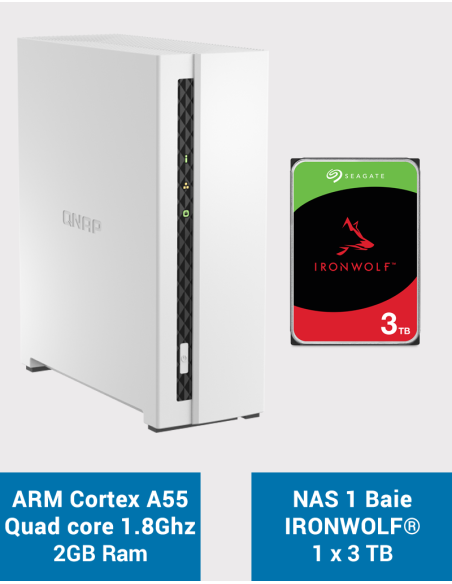 Qnap TS-133 Serveur NAS Seagate IronWolf 3To (1x3To)