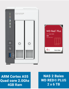 Qnap TS-216G Serveur NAS WD Red Plus 12To (2x6To)