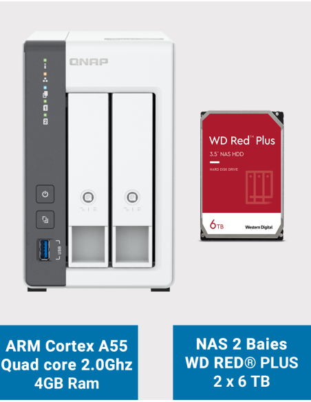 Qnap TS-216G Servidor NAS WD Red Plus 12TB (2x6TB)