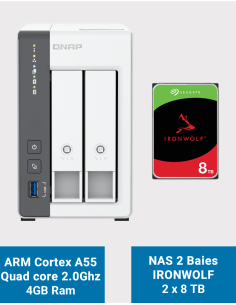 Qnap TS-216G Serveur NAS Seagate IronWolf 16To (2x8To)