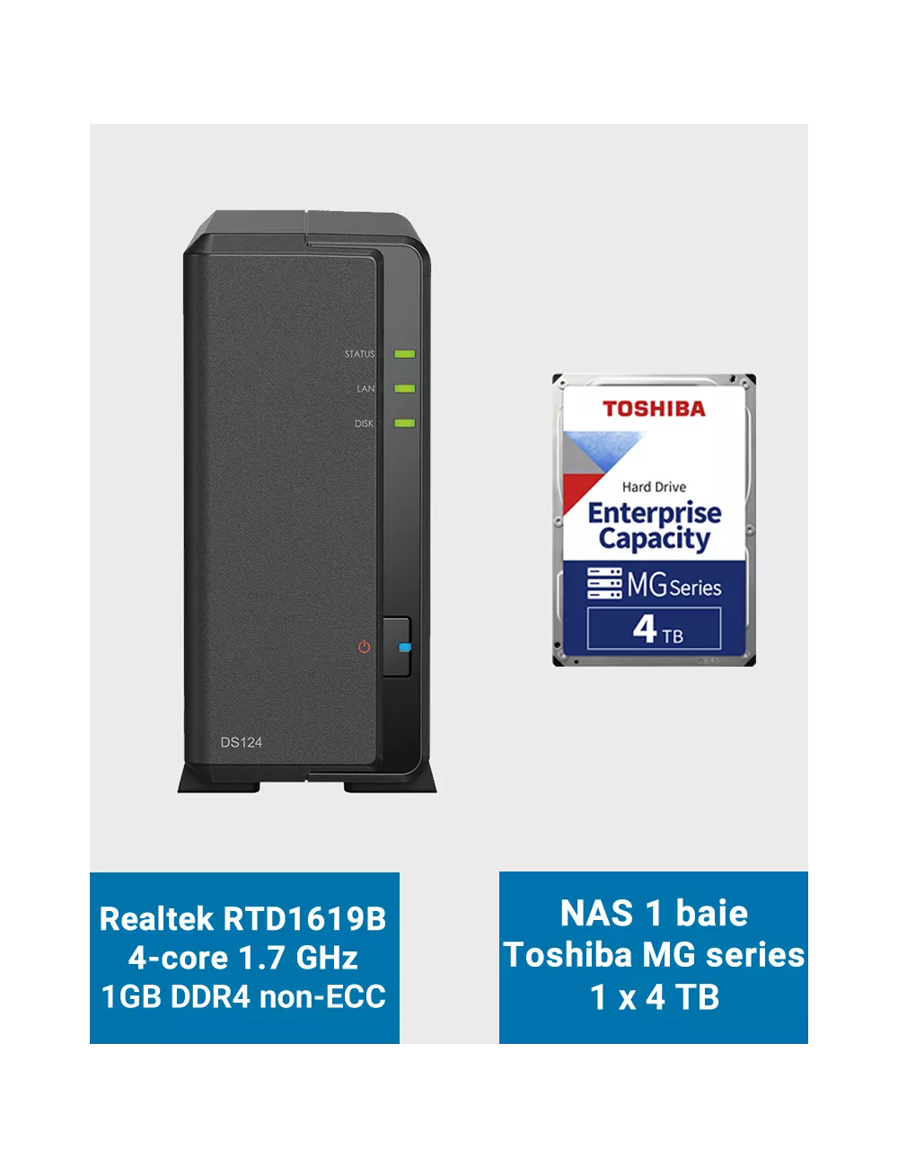 Synology DiskStation DS124 Serveur NAS Toshiba MG Series 4To (1x4To)